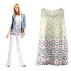 CAbi #250 Multicolor Patterned Tunic Top